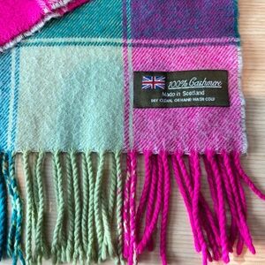 Cashmere Scarf Made in Scotland Pink Green Purple Blue